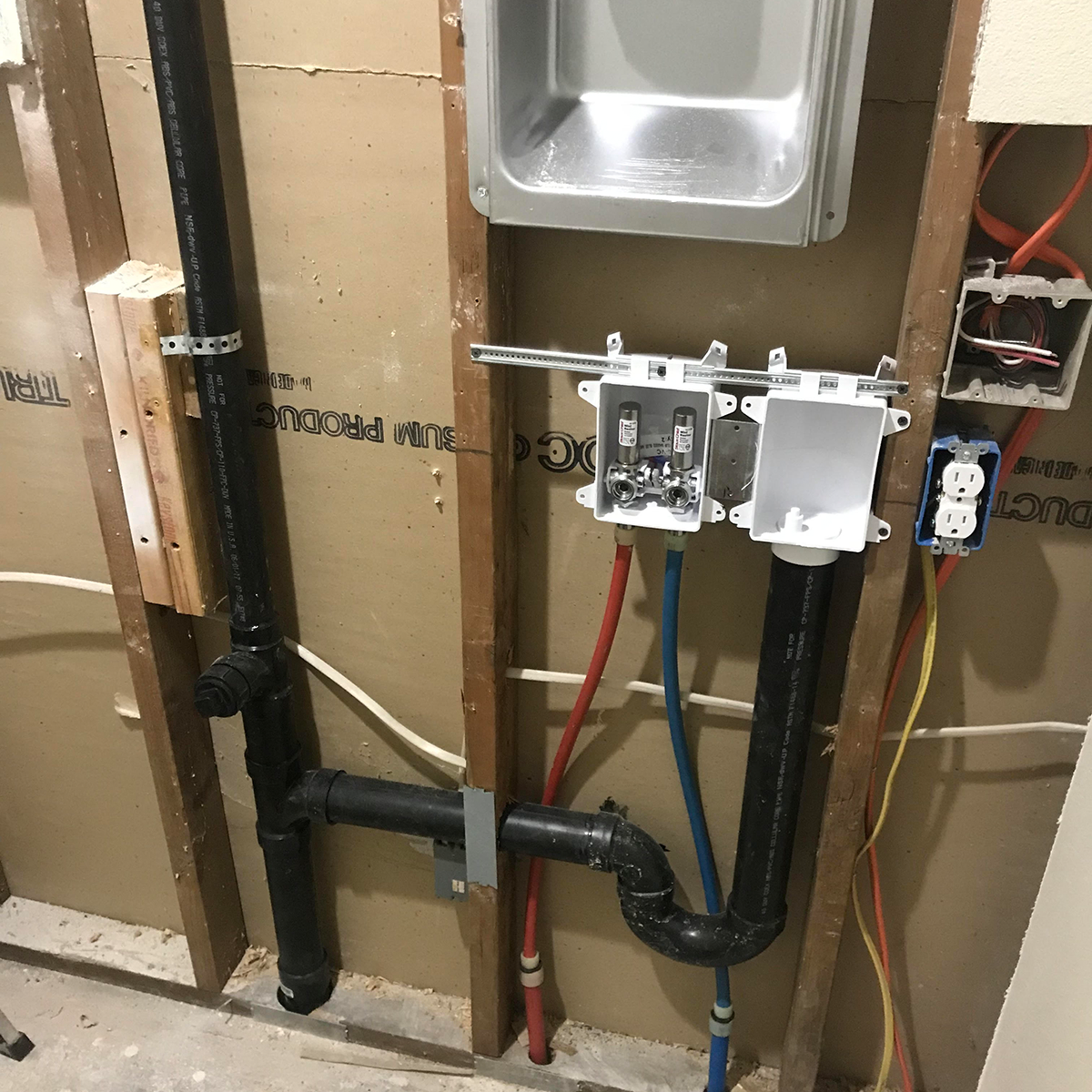 laundry room plumbing installation